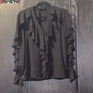 Zara Black Ruffled Blouse